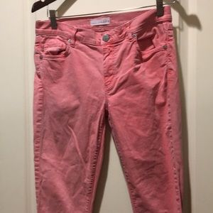 Loft womens modern kick crop faded denim jeans pants size 28/6 pink